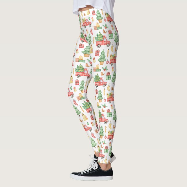 Weihnachten Vintages Rotlastmuster Leggings (Links)