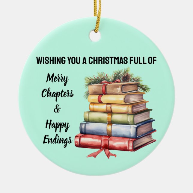 Weihnachten voller Bücher Keramik Ornament (Vorne)