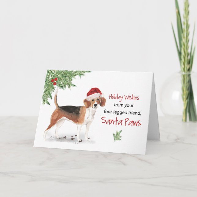 Weihnachten vom Beagle Hund in der sonnigen Weihna Karte (Vorderseite)