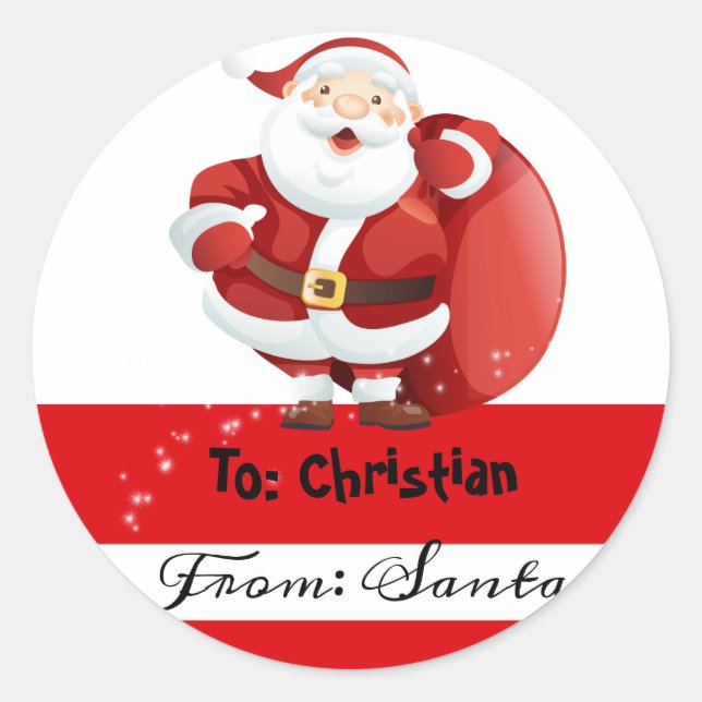 Weihnachten vom Weihnachtsmann zum Aufkleber (Vorderseite)