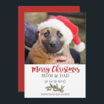 Weihnachten von Hundepauskarte<br><div class="desc">Eine niedliche skurrile Weihnachtskarte, die für Mama und Papa vom Familienhund angepasst werden kann. Rot auf der Rückseite der Karte. Laden Sie einfach das Foto des Hundes hoch und fügen Sie den Namen des Hundes hinzu. Warum nicht ihnen eine liebende Weihnachtskarte von ihrem Haustier geben. Verbringen Sie während der Ferien...</div>