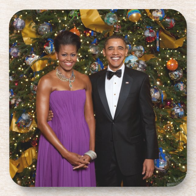 Weihnachten von Präsident Barack Obama und Michell Getränkeuntersetzer (Vorderseite)