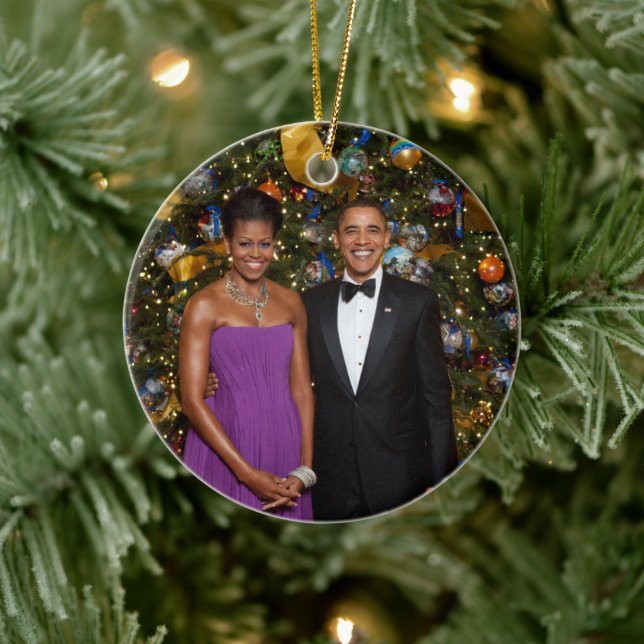 Weihnachten von Präsident Barack Obama und Michell Keramik Ornament (Baum)