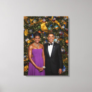 Weihnachten von Präsident Barack Obama und Michell Leinwanddruck