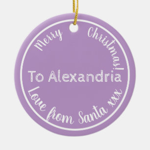 Weihnachten von Santa Personalisiert Lila Lilac Keramik Ornament