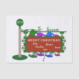 Weihnachten von und zu Familiennamen Elfen unterze Seidenpapier