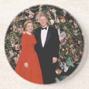 Weihnachten von US-Präsident Bill Clinton & Hillar Getränkeuntersetzer
