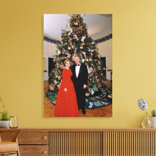 Weihnachten von US-Präsident Bill Clinton & Hillar Leinwanddruck