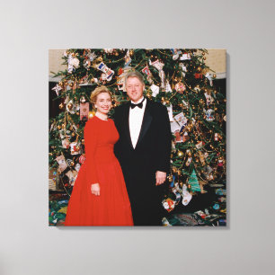 Weihnachten von US-Präsident Bill Clinton & Hillar Leinwanddruck