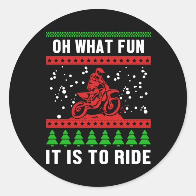 Weihnachten, was Spaß macht, Motorrad fahren Runder Aufkleber (Vorderseite)