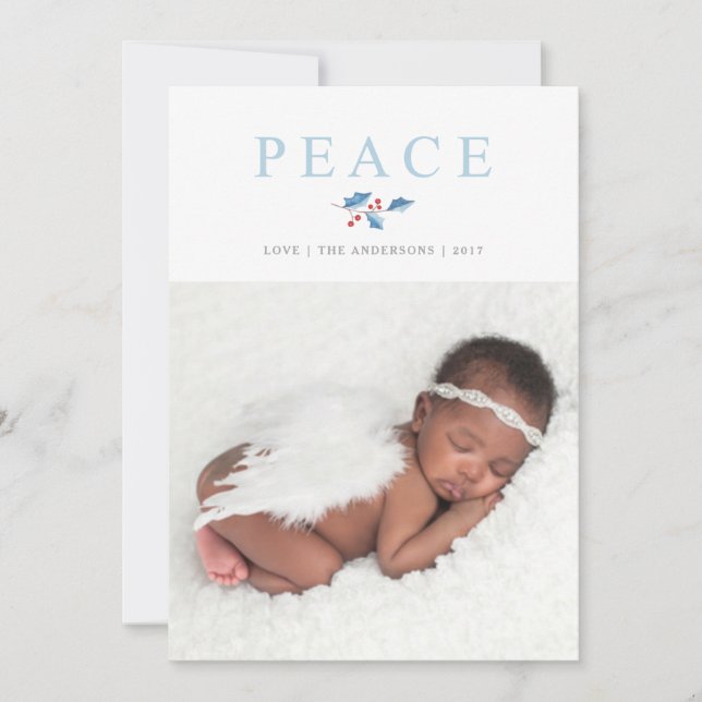 Weihnachten Wasserfarbe Friede Holly Branch Urlaub (Vorderseite)