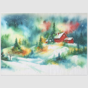 Weihnachten Wasserfarbe ländliche Winterlandschaft Seidenpapier