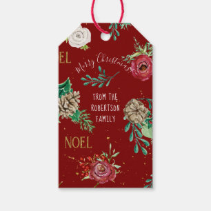 Weihnachten Wasserfarbe Rote Rose Blumengewächse Geschenkanhänger