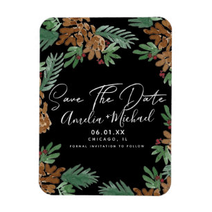 Weihnachten Wasserfarbe Zapfen Schwarz Save the Da Magnet