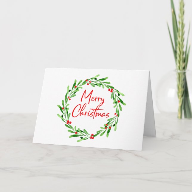 Weihnachten Wasserfarben Berries und Grünreath (Vorderseite)