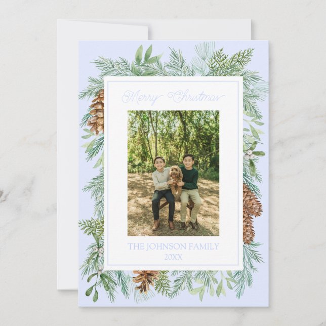 Weihnachten Wasserfarben Grüne Botanische Blüte (Vorderseite)