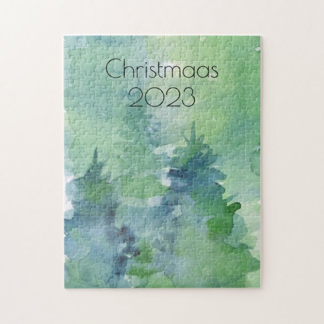 Weihnachten Wasserfarben Pine Trees Blue Green (Vertikal)
