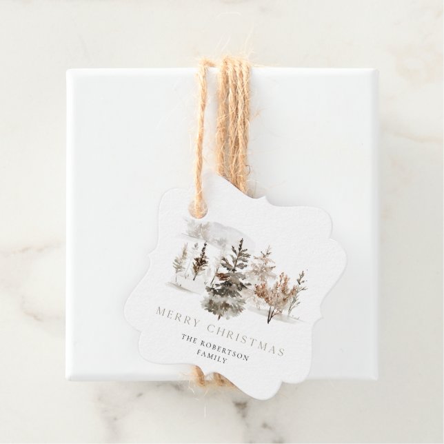 Weihnachten Wasserfarben Winterlandschaft Geschenkanhänger (Beispiel)