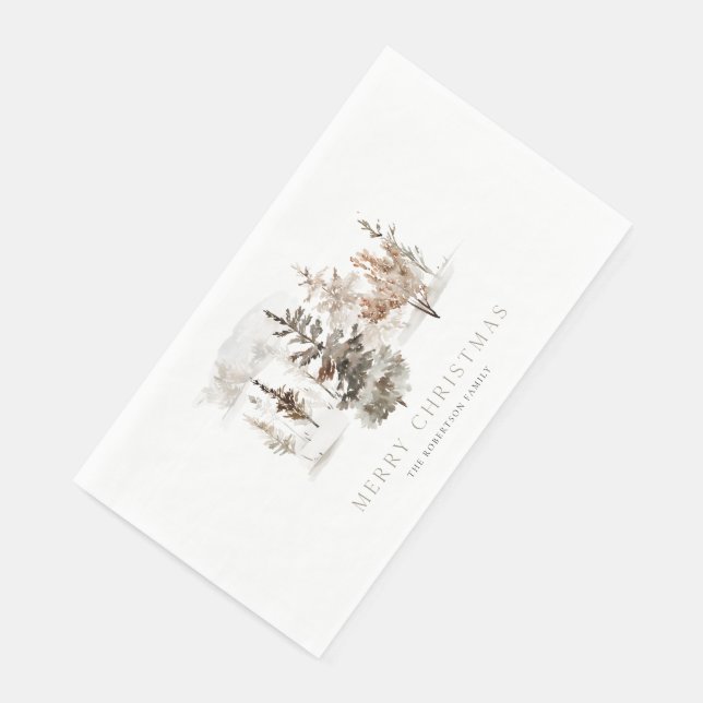 Weihnachten Wasserfarben Winterlandschaft Serviette (Ecke)