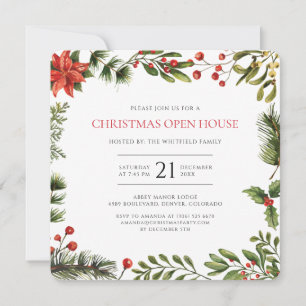 Weihnachten Watercolor Open House Urlaub Einladung
