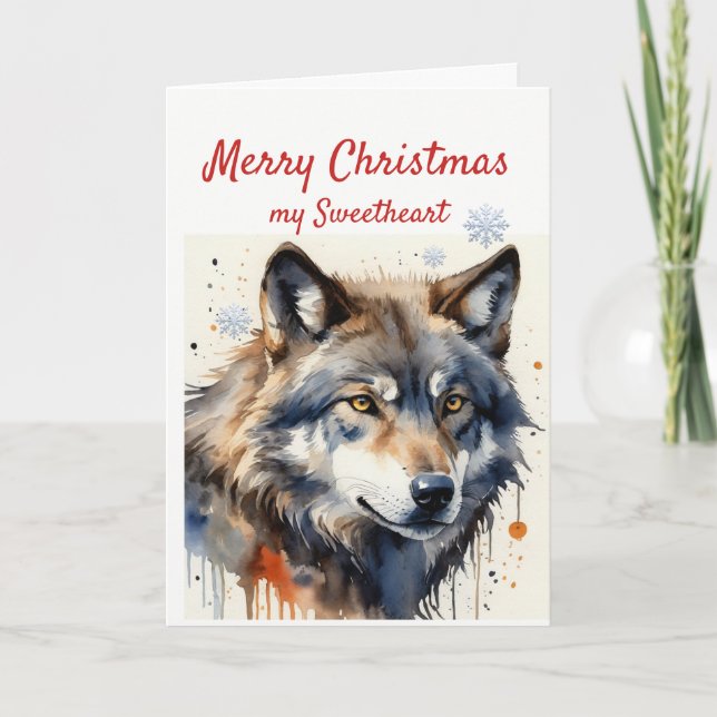 Weihnachten Watercolor Wild Wolf Tier (Vorderseite)