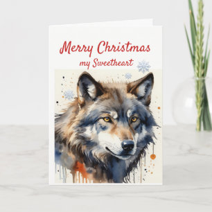 Weihnachten Watercolor Wild Wolf Tier