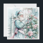 Weihnachten Weihnachten<br><div class="desc">Elegante Vintage Pastellfarben aquamarin, Rosa und Blau des Weihnachtsmanns, die Geschenke unter dem Baum platzieren. Personalisiert auf der Rückseite mit Ihrer Nachricht und Ihrem Namen. Kontaktieren Sie mich für Hilfe bei Ihrer Anpassung oder um zusätzliche Matching oder Koordination von Zazzle Produkten anzufordern.</div>