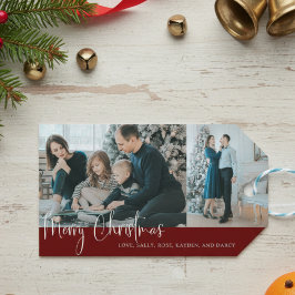 Weihnachten Weihnachten 2 Foto Collage Rot Geschenkanhänger