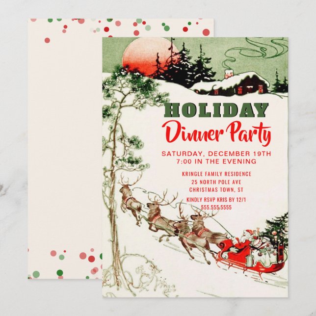 Weihnachten Weihnachten Abendessen Party Einladung (Vorne/Hinten)