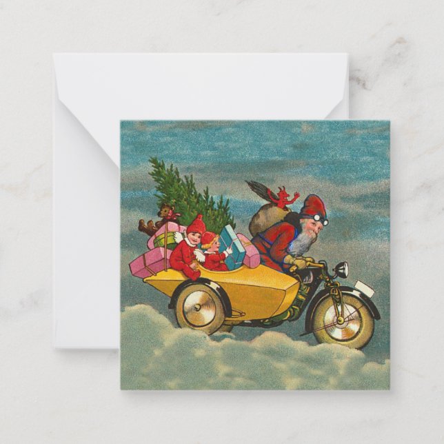 Weihnachten Weihnachten auf dem Motorrad 2,5 x 2,5 Mitteilungskarte (Vorderseite)