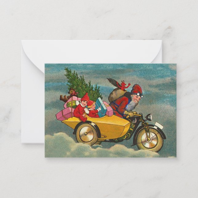 Weihnachten Weihnachten auf dem Motorrad 3,5 x 2,5 Mitteilungskarte (Vorderseite)
