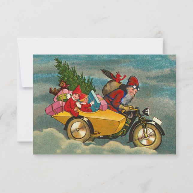 Weihnachten Weihnachten auf dem Motorrad 3,5 x 5 Mitteilungskarte (Vorderseite)