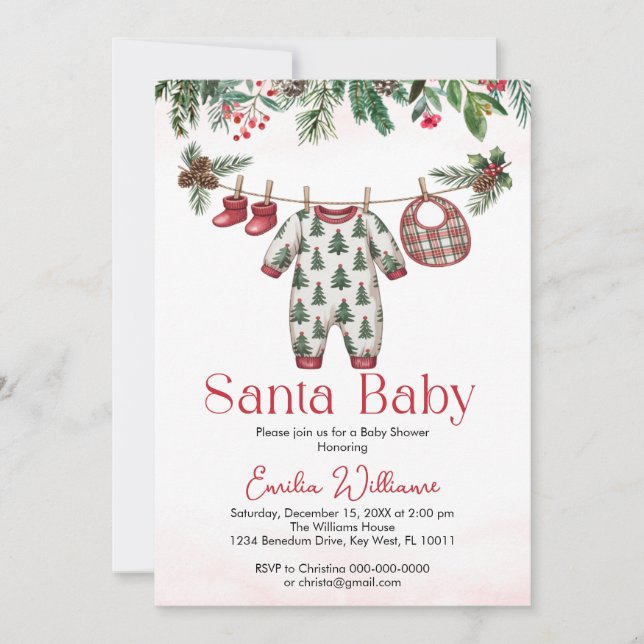 Weihnachten Weihnachten Baby Boy Baby Dusche Einla Einladung (Vorderseite)