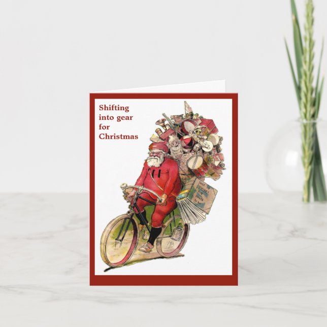 Weihnachten Weihnachten Bild von Santa auf Fahrrad (Vorderseite)