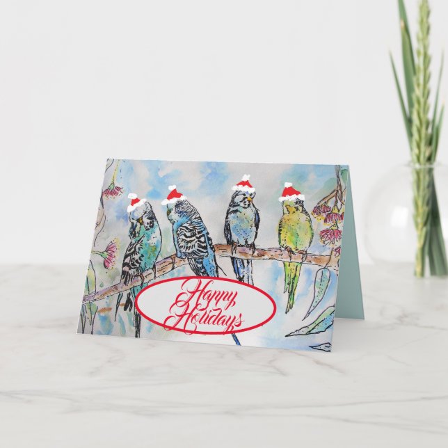 Weihnachten Weihnachten Budgie Feiertage Karte (Vorderseite)