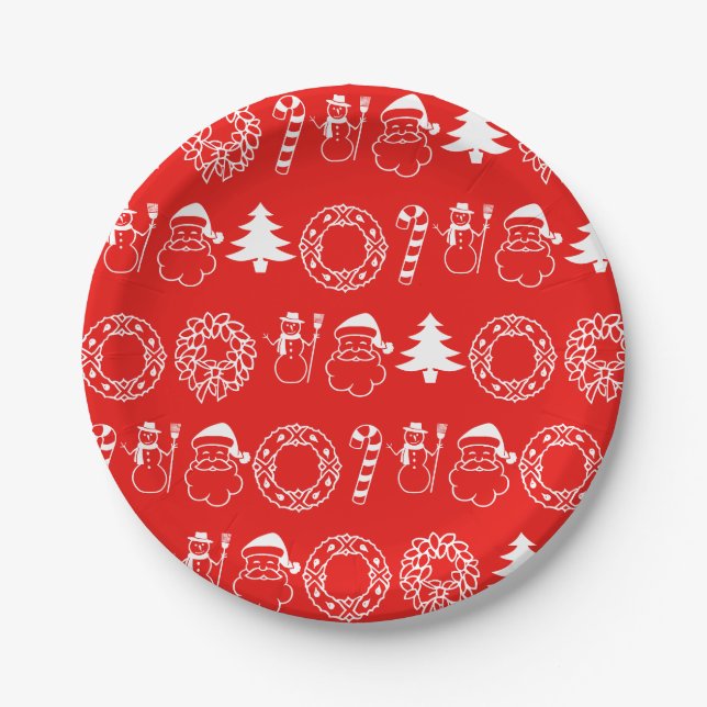 Weihnachten Weihnachten Candy Canes Tree Snowman R Pappteller (Vorderseite)