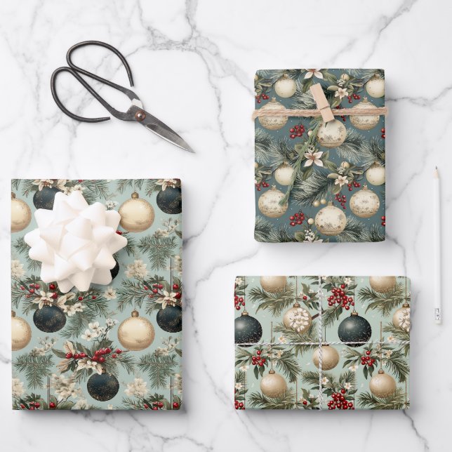 Weihnachten Weihnachten Design Geschenkpapier Set (Vorderseite)
