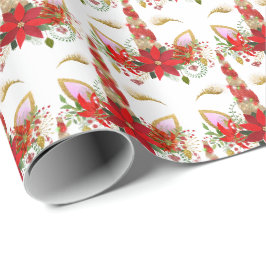 Weihnachten Weihnachten Einhorn Lashes White Gold  Geschenkpapier