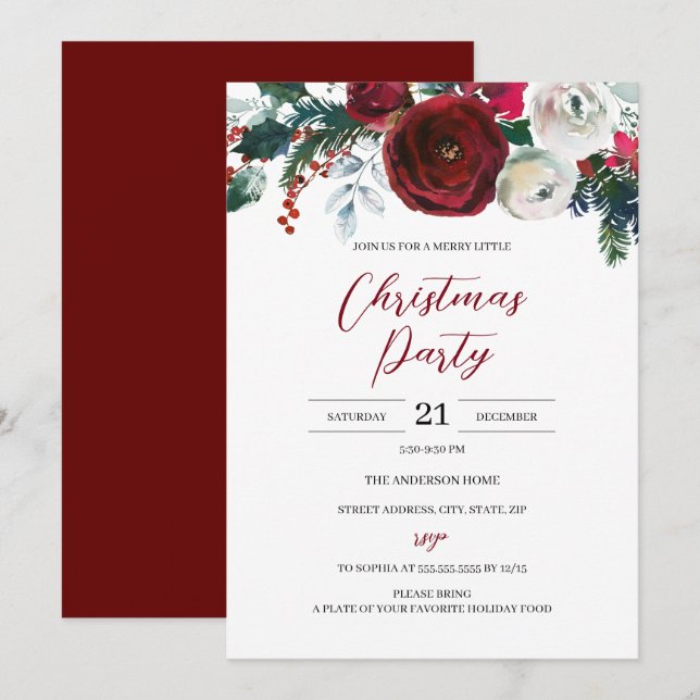 Weihnachten Weihnachten Feierlich Rotes Party Einladung (Vorne/Hinten)