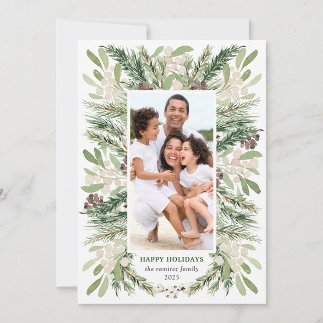 Weihnachten Weihnachten Florals Urlaub Fotokarte Einladung (Vorderseite)