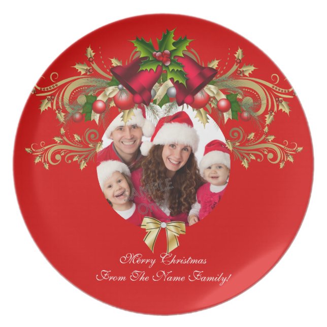 Weihnachten Weihnachten Foto Vorlage 3 Kinder Fami Melaminteller (Vorderseite)