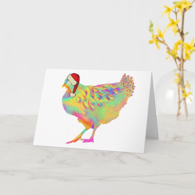 Weihnachten Weihnachten Funny farbenfrohe Hühnerku Karte (Gelbe Blume)