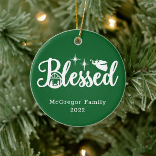 Weihnachten Weihnachten Grün und Weiß gesegnet Keramik Ornament