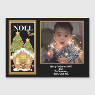 Weihnachten Weihnachten Gruß Gingerbrei House Foto Magnetkarte