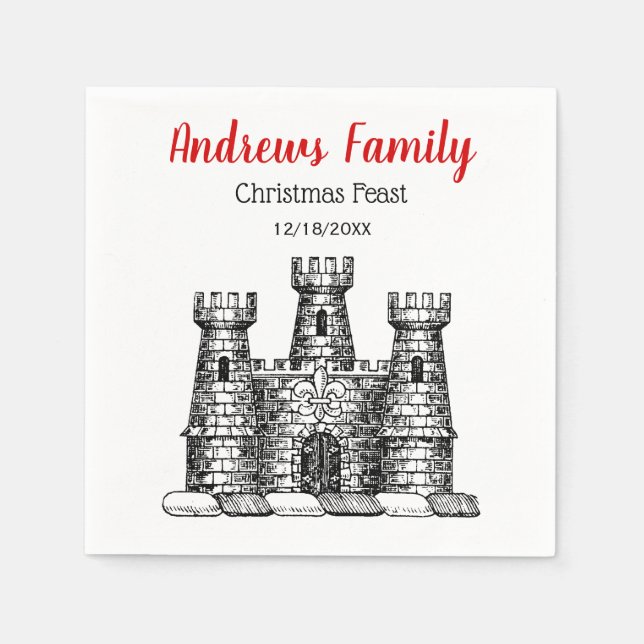 Weihnachten Weihnachten Heraldisches Schloss Emble Serviette (Vorderseite)