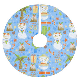 Weihnachten Weihnachten im Juli Snowman Kakteen So Polyester Weihnachtsbaumdecke