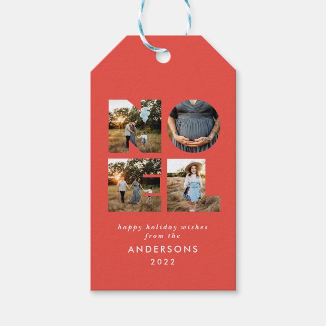 Weihnachten Weihnachten kühl, modern 4 Foto einfac Geschenkanhänger (Vorderseite)