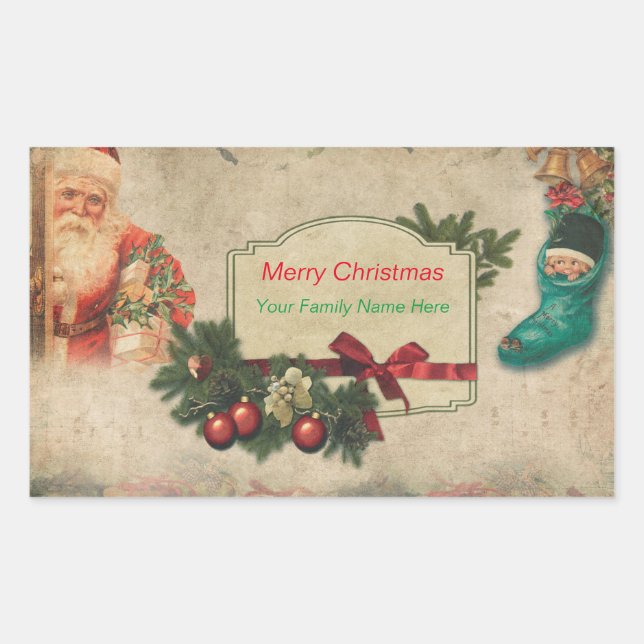 Weihnachten Weihnachten mit Geschenken Rechteckiger Aufkleber (Vorderseite)