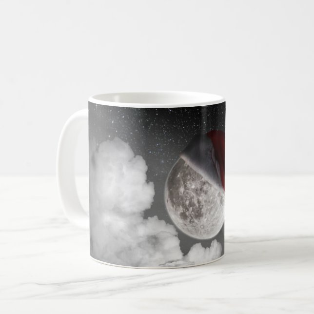 Weihnachten Weihnachten Moon mit Weihnachtsmütze Kaffeetasse (Vorderseite Links)
