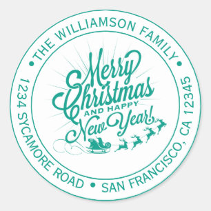 Weihnachten Weihnachten Neujahr Grüne Rücksendeadr Runder Aufkleber